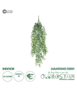GloboStar® Artificial Garden HANGING FERN BRANCH  20831 Τεχνητό Διακοσμητικό Κρεμαστό κλαδί Φτέρης Μ30 x Π10 x Υ85cm